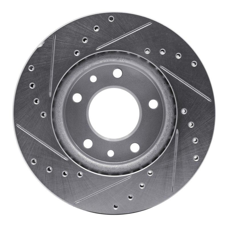 Kia Sedona Brake Rotor (1) - Front Right - R1 Concepts - Drilled & Slotted - Silver - 2002